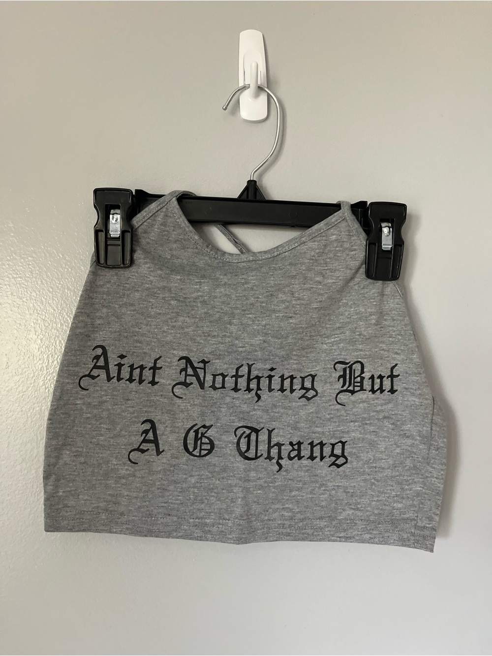 Ain’t Nothing But A G Thang Gray Halter Crop Top Size Small Y2K Graphic